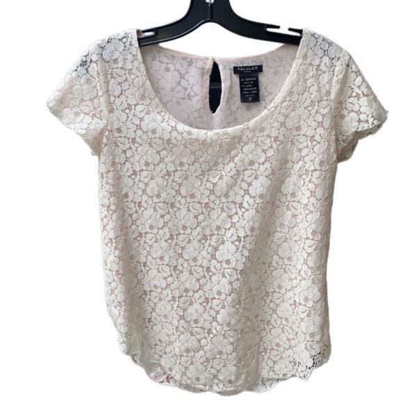 Aritzia Talula Betsy Lace Short Sleeve Top | Ivory - Picture 1 of 4